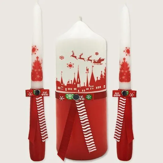Van Licht Kerstkaarsen Geschenkset, Cadeauset Rood 3 stuks, kaarsen set