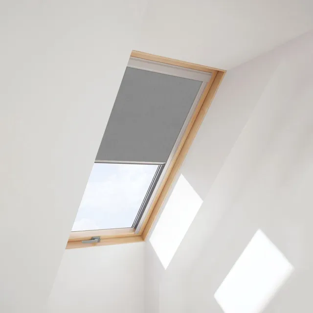 Contrio Dakraam Verduisterend Rolgordijn passend op VELUX F06, *Grijs*