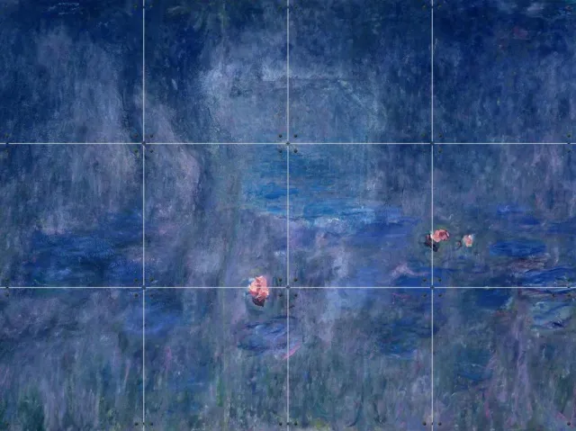 IXXI Water Lilies: Reflections of Trees, Claude Monet & Bridgeman Images - 80 x 60 cm - Grote wanddecoratie en posters - Abstract, Kwaststreken Blauw