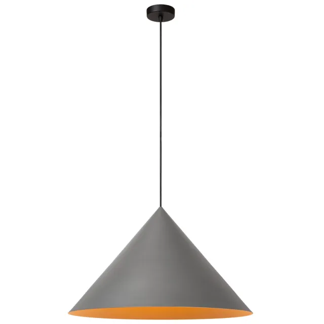 Lucide SPITZE - Hanglamp - Ø 60 cm - 1xE27 - Grijs | Vibes Grijs, Zwart