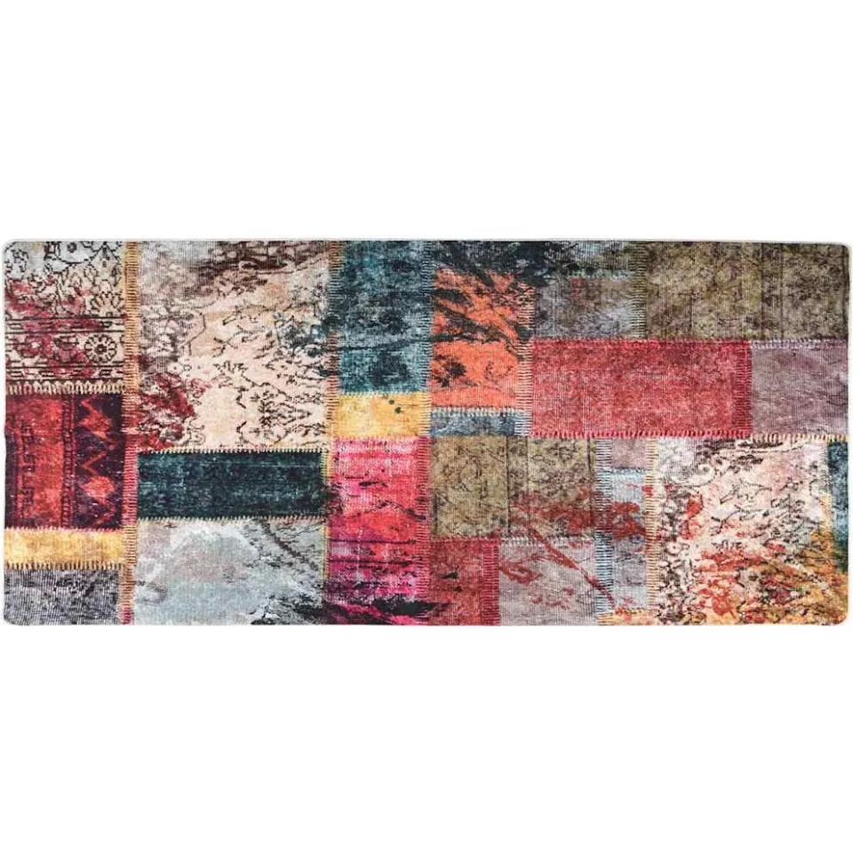 vidaXL Vloerkleed wasbaar patchwork 80x300 cm meerkleurig
