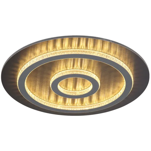 Globo LED plafondlamp dimbaar met afstandsbediening kristallen woonkamer, kleurverandering, 40W 1300lm warm wit-koud wit, D 45 x 5,5 cm Zwart