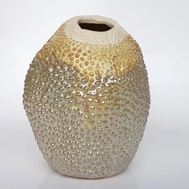 Light & Living Vaas in keramiek - Zilver / bruin / beige - ø 17 x 20,5 cm hoog.