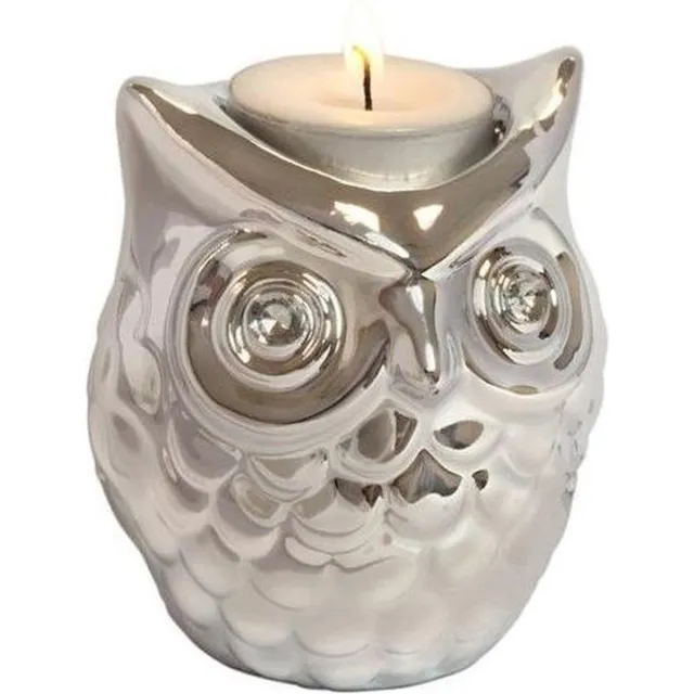 INVOTIS waxinelicht houder Night Owl Zilver