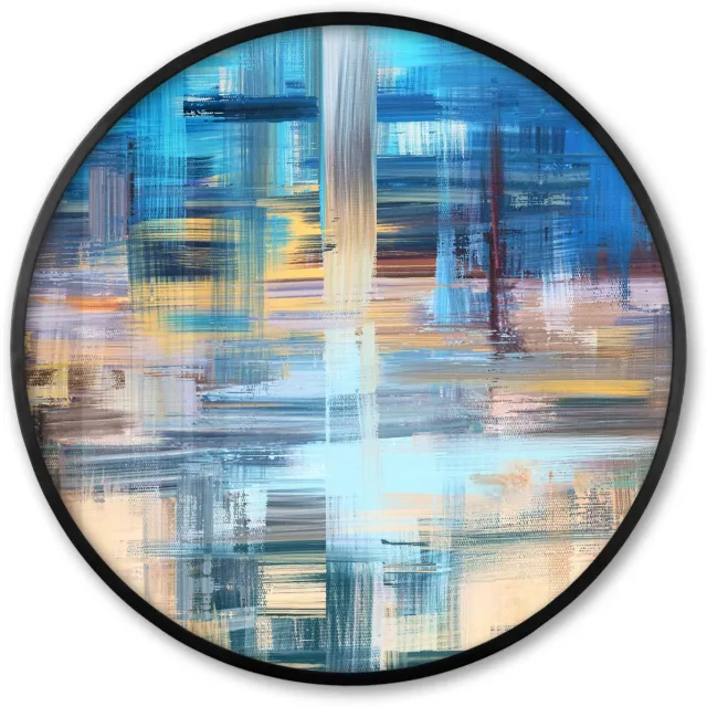 FrameYourWall Poster in lijst Rond - Fotolijst 80x80 cm - Posters - Olieverf - Abstract - Schilderij - Ronde posterlijst zwart - Decoratie - Wanddecoratie woonkamer - Muurdecoratie slaapkamer Multicolor