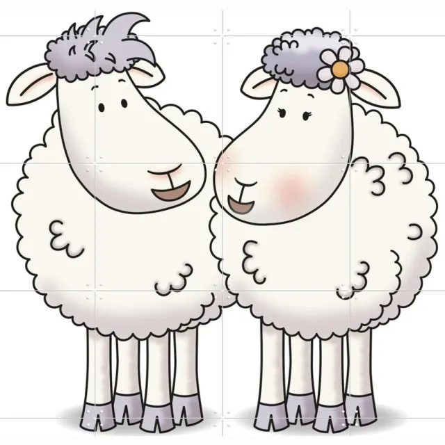 IXXI Mike & Molly, Mike & Molly & Van Hoorne Studios - 80 x 100 cm - Grote wanddecoratie en posters - Speels, Illustraties, Fantasierijk, Kleurrijk Grijs / Paars / Wit
