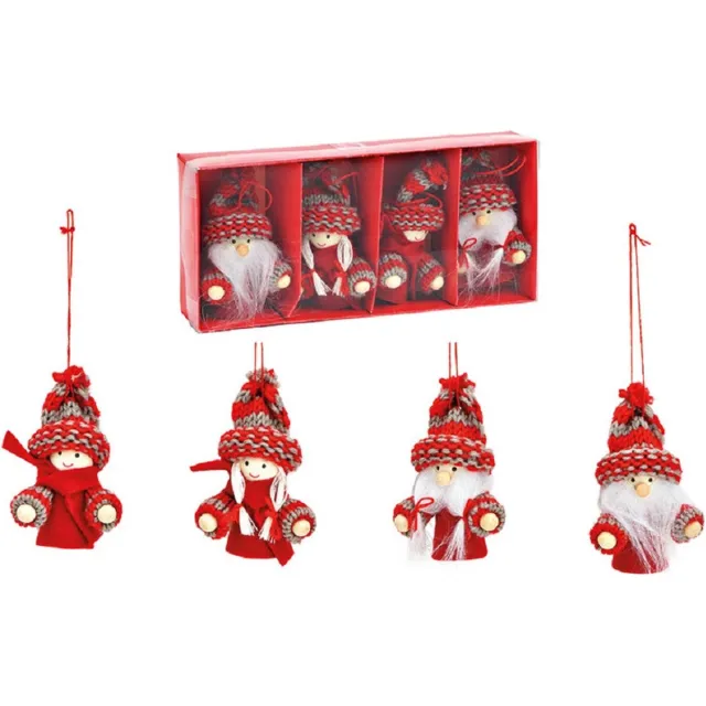 G. Wurm 12x stuks kunststof kersthangers kerstpoppetjes/kerstmannetjes 8 cm kerstornamenten - Kerstversiering ornamenten Rood