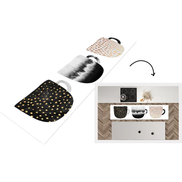 KitchenYeah Keukenloper - Loper keuken - Koffiekopjes - Abstract - Patronen - Keukenloper vinyl Multicolor
