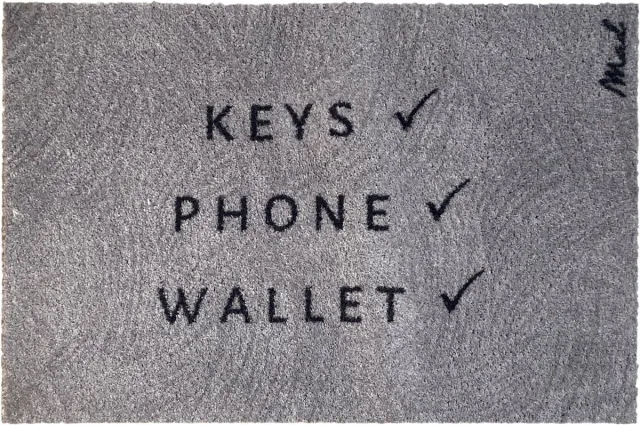 Mad About Mats Brick - deurmat - keys phone wallet - schoonloop/scraper - wasbaar - 50x75cm grijs