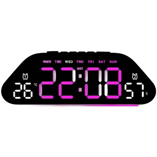 Currero Wekkerradio Op Netstroom - Digitale Klokradio - Met Projectie - Grote Cijfers - Senioren - Dubbel Alarm - Snooze - Roze Roze Tijd