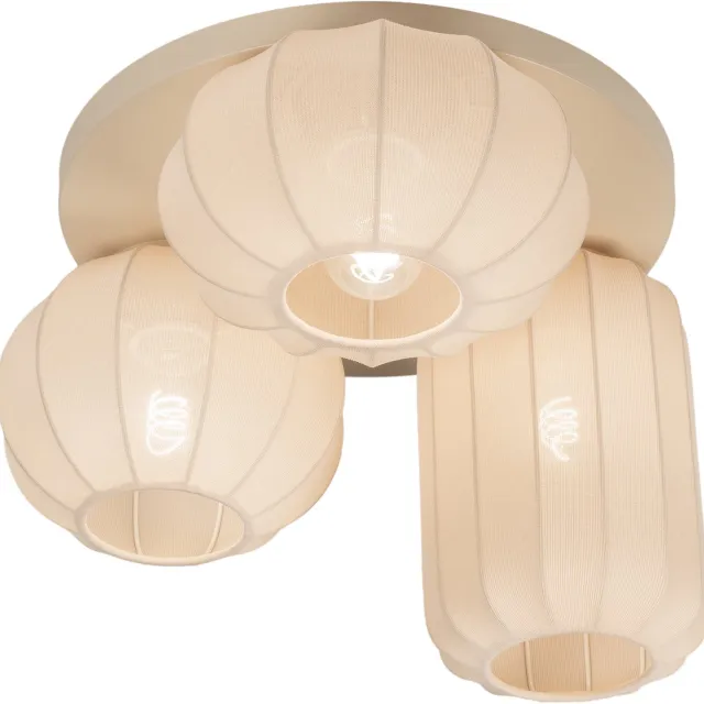 Lumidora Plafondlamp 75177 - Plafonniere - TACK - 3 Lichts - E27 - Beige - Textiel - ⌀ 43 cm