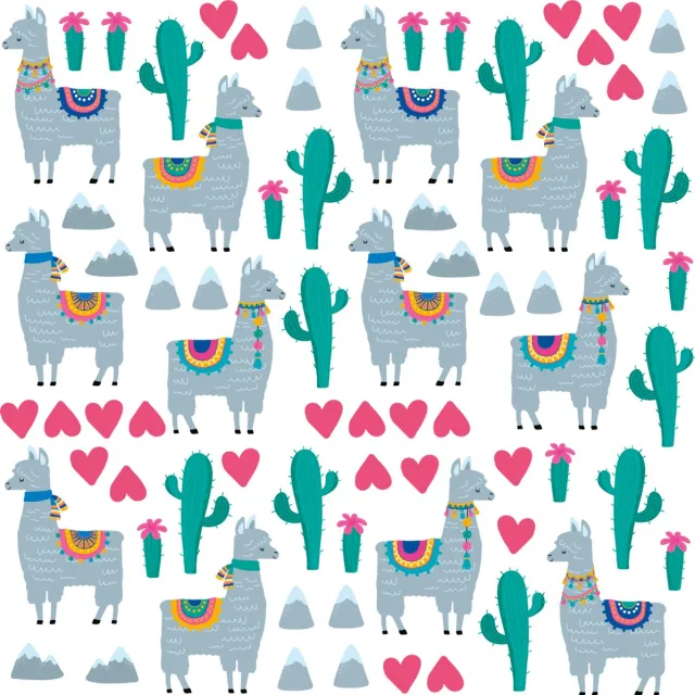 Ambiance Sticker Muurstickers - Verliefde Lama's en Woestijncactus - zelfklevende achtergrond met transparante achtergrond - 120x120cm Multi color
