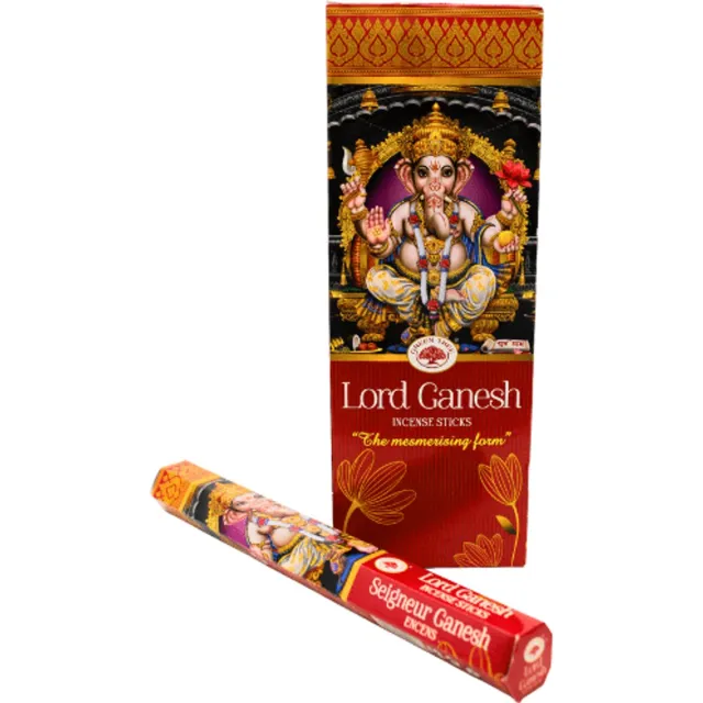 Green Tree Candle Green Tree Lord Ganesh Hexa Wierook - 6 x 20 lange wierook stokjes - Handgerolde Wierook - 6 Pack Multicolor