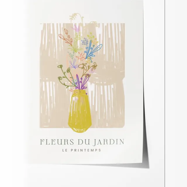 Fleurs du Jardin Poster - Poster 40x60 cm - Sfeervolle Wanddecoratie voor Woonkamer & Slaapkamer - Premium papier - zonder lijst Multicolor