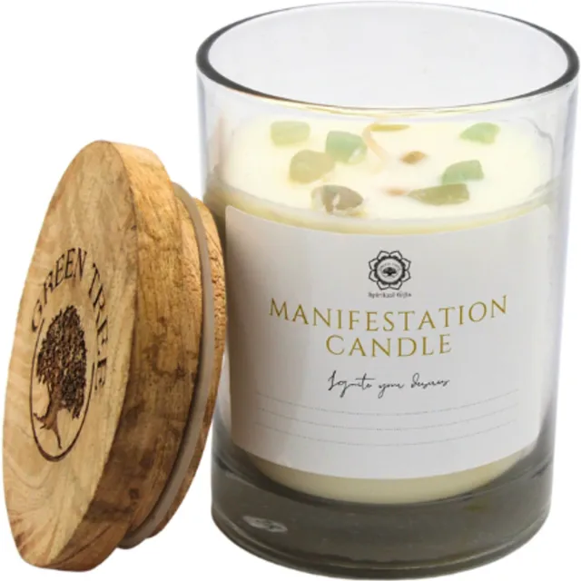 Green Tree manifestatie - protection - bescherming - kaars - aventurijn - glas 226 Gram