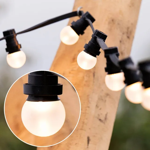 LumenXL Lichtsnoer voor buiten - Koppelbaar - 25 meter 25 fittingen - 1,5 watt 2650K LED lampen - matte kap