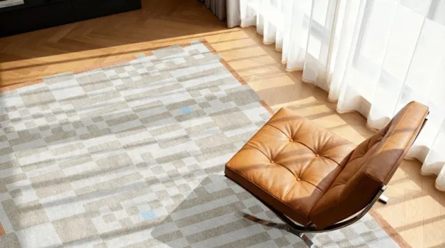 Louis de Poortere Wasbaar Binnen & Buiten Vloerkleed - 140 x 200 cm - Louis De Poortere Chess Greyhound - Laagpolig Tapijt - Gerecycled PET - Made in Belgium - Circulair Beige