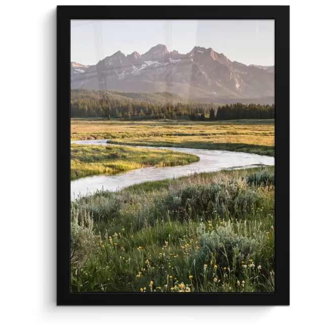 FrameYourWall Poster in lijst - Fotolijst 30x40 cm - Posters - Berglandschap - Rivier - Bos - Posterlijst zwart - Decoratie - Wanddecoratie woonkamer - Muurdecoratie slaapkamer
