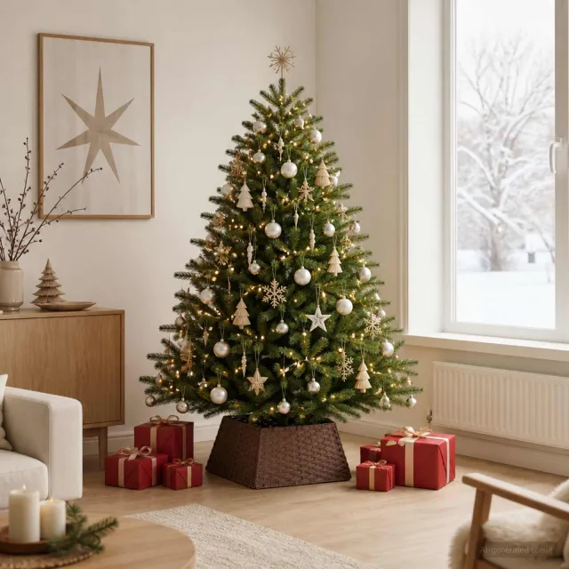 vidaXL Kerstboomkraag Vierkant Donkerbruin 60 x 60 x 28 cm poly rattan bruin