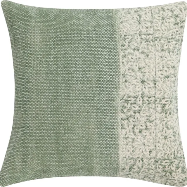 Linen & More Half Half Groen Kussen | 45 X 45 | Sierkussen Voor Woonkamer Of Slaapkamer