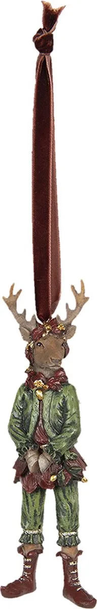 Clayre & Eef Kersthanger 6x4x15 cm Groen Kunststof Kerstbal