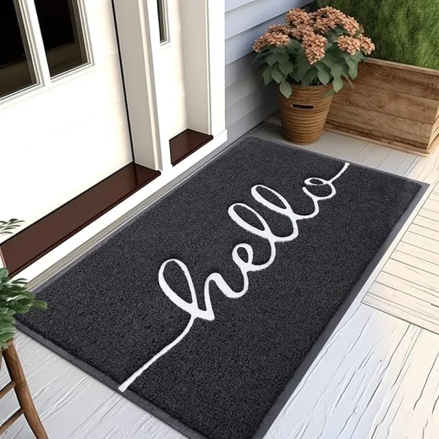 Homaxy Deurmat - Deurmat Binnen - Droogloopmat - Hello Deurmat Antislip - zwart - 80X120 cm