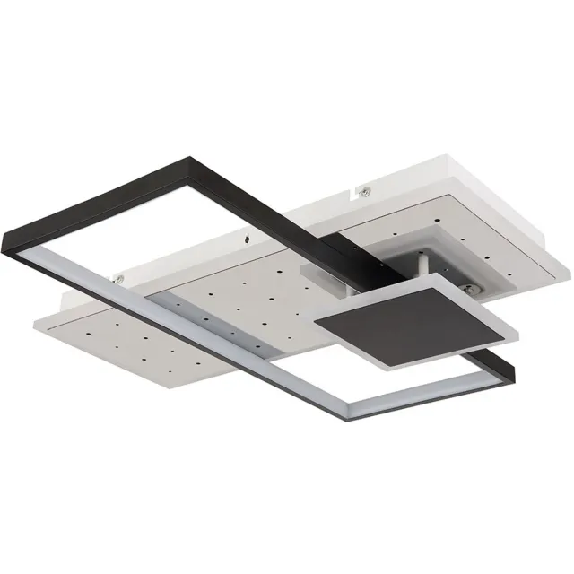 Globo Lighting Plafondlamp woonkamerlamp plafondlamp eetkamerlamp slaapkamerlamp, metaal aluminium wit zwart, dimbare afstandsbediening CCT, LED 40W 2100Lm 2700-6500K, L 50 cm