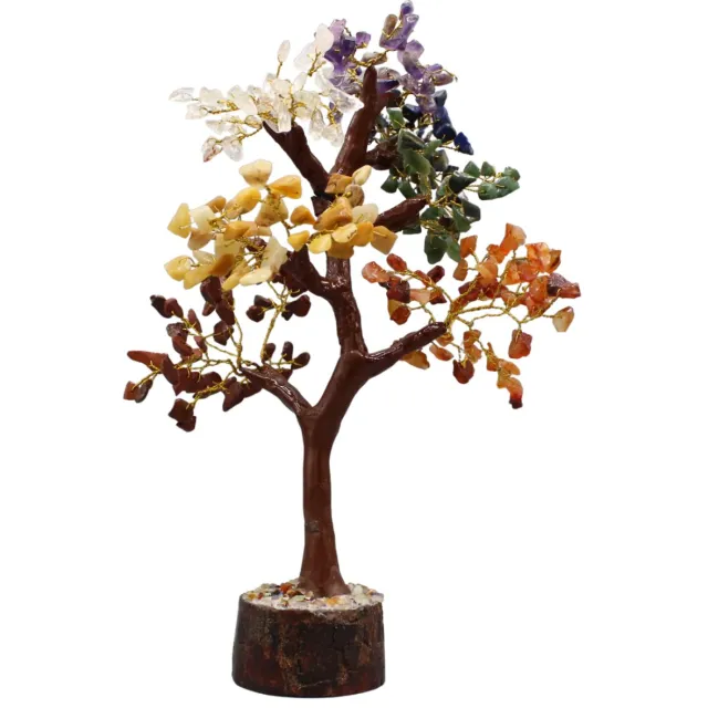 Green Tree Candle Edelsteenboom 7 chakra groot - 22cm. - Spiritueel Kado Multicolor