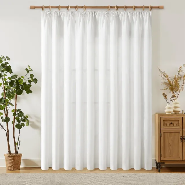 Unyqoos Extra brede linnen gordijnen met plooiband voor huiselijke elegantie Wit
