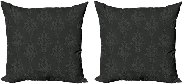 ABAKUHAUS Kussenhoes Set 45x45 cm – Tweezijdig bedrukt – Microvezel Antraciet Antraciet grijs