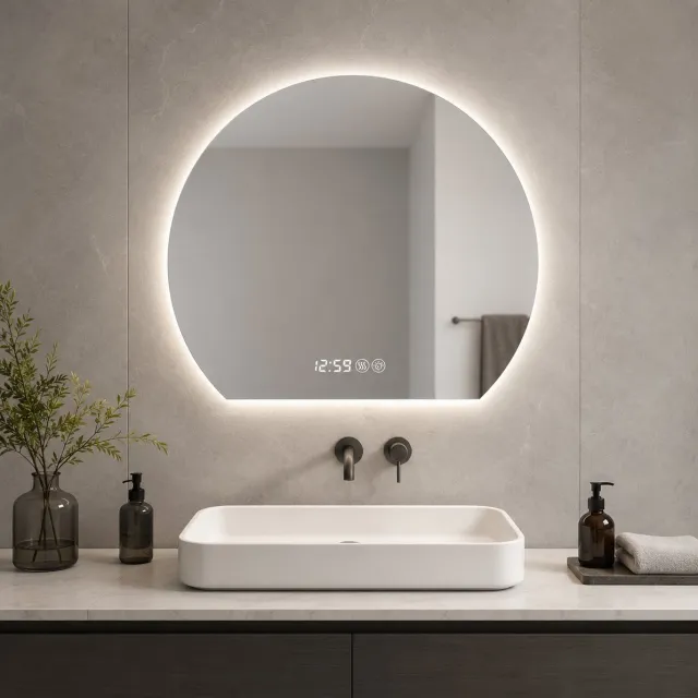MODENUIT LED Badkamerspiegel Rond 80 cm - Dimbaar - 3 Lichtkleuren - 5 mm Glas - Zilver - Wandspiegel met Anti Condens