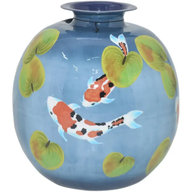 Colmore by Diga Vaas- vissen- blue enamel IR 35x35x36 cm blauw