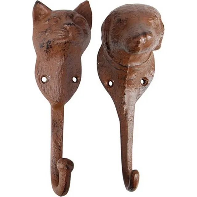 Esschert Design 2x HAAK GIETIJZER HOND 7,5X4,5X15CM bruin