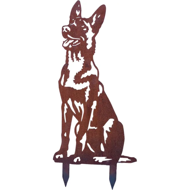 rusty friends Cortenstalen Mechelse Herder - Malinois - Tuinsteker – Metalen Tuindecoratie Hond – Silhouette Tuinprikker – Ware Grootte