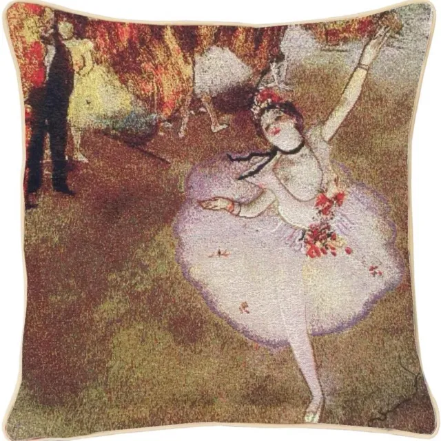 Signare Kunst kussenhoes - Edgar Degas - 1 Ballerina - Sier kussenhoes - Gobelinstof Creme