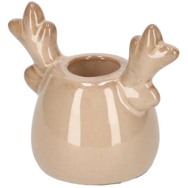 JENS Living Kandelaar Rudolf Taupe - Porseleinen Rendierhoofd voor Kerst en Sfeervolle Woondecoratie