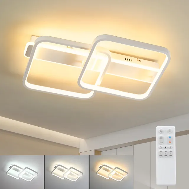 ANTENLICHT LED Plafondlamp - Modern Geometrisch Vierkant - Wit - 38W - Dimbare LED Plafonnière - met Afstandsbediening - Flikkervrij voor Woonkamer & Slaapkamer