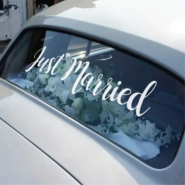 DH collection Muursticker Just Married - Getrouwd - Bruiloft - Huwelijk - Muur Sticker / Raamsticker – Handgeschilderd | Decor - Poster | Verwijderbaar – Zelfklevend plakfolie | DH Collection