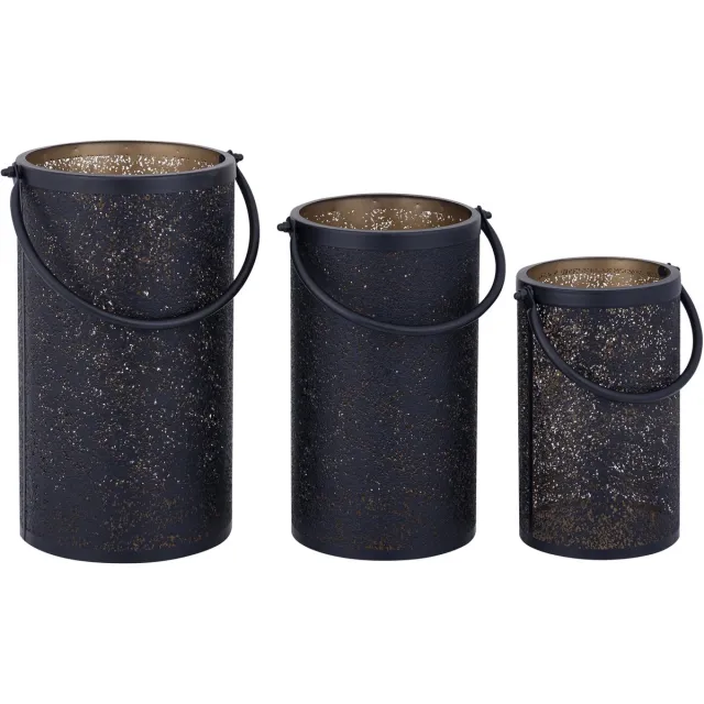PTMD Kross Black Iron Lantern Pattern 2 Gold Round SV3 Zwart