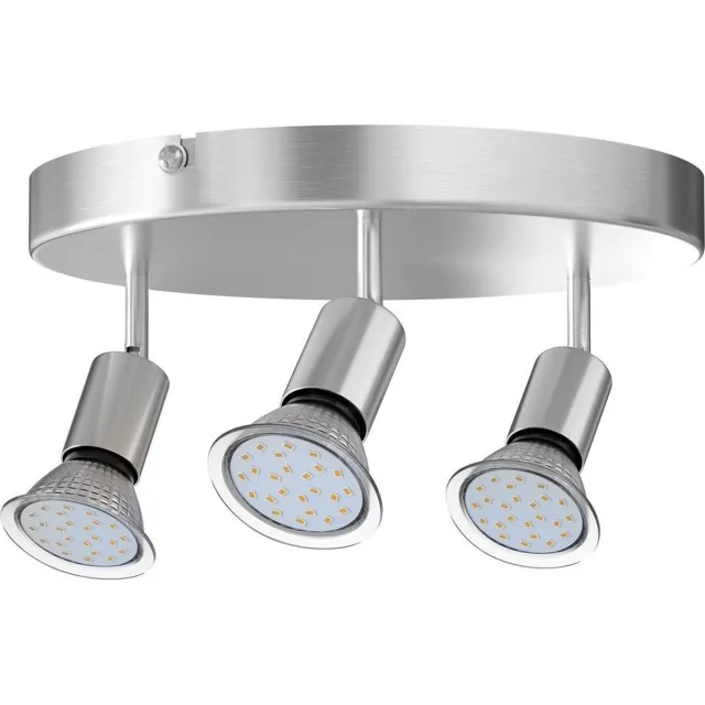 Monzana LED-Plafondlamp 3 Spots Rond 9W Draaibaar GU10 Fitting 190x105mm zilver