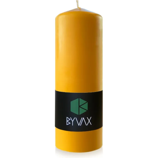 BYVAX Bijenwas Stompkaars | 18 cm Hoog | 100% Zuivere bijenwas kaars | Handgemaakt Geel