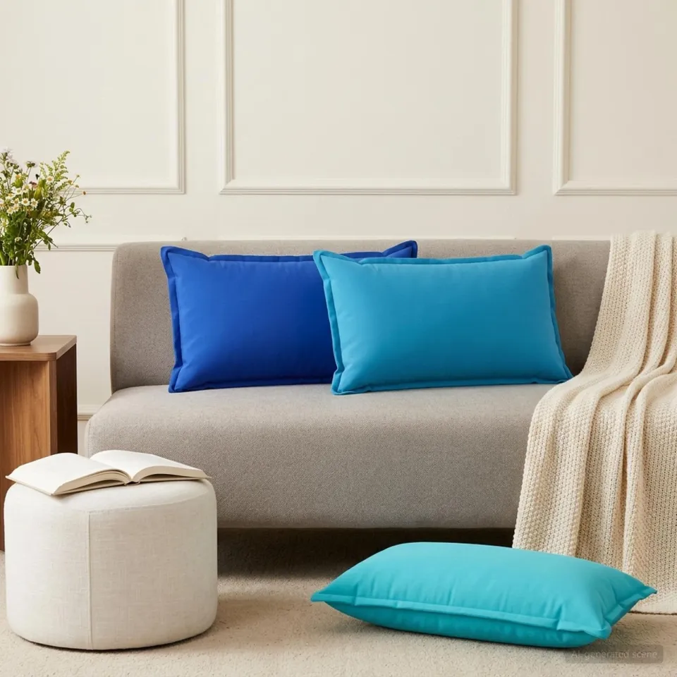 vidaXL Dekenkussen - 2 - st - HOUTEN - Turquoise - 40 - x - 80 - cm - Polyester, foto 2