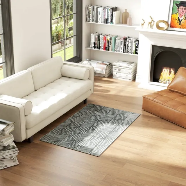 COVREO Vloerkleed 150x80 cm donkergrijs polypropyleen, modern en wasbaar