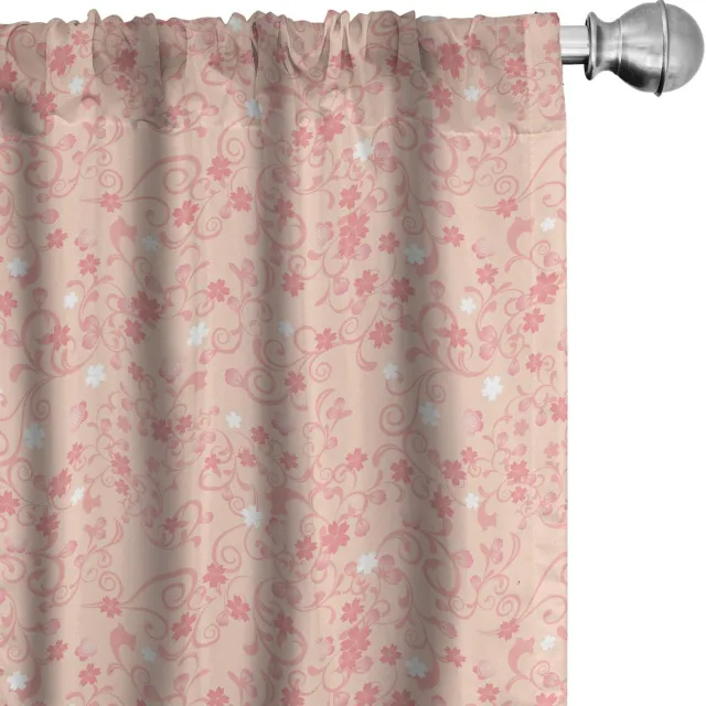 ABAKUHAUS Kersenbloesem Gordijnen – 2x75x245 cm – microvezel, verduisterend Peach Coral Weiß