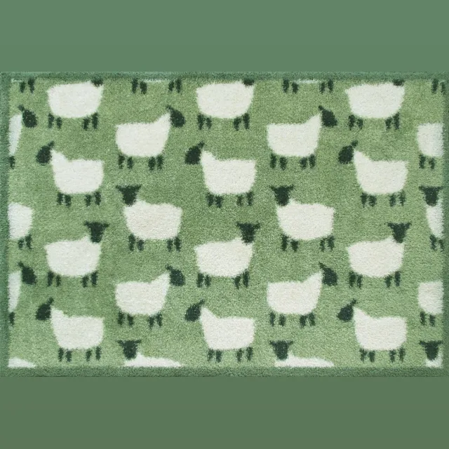 Kleen-Tex Turtle Wasbare Deurmat - Flock Green - 60 x85cm wit