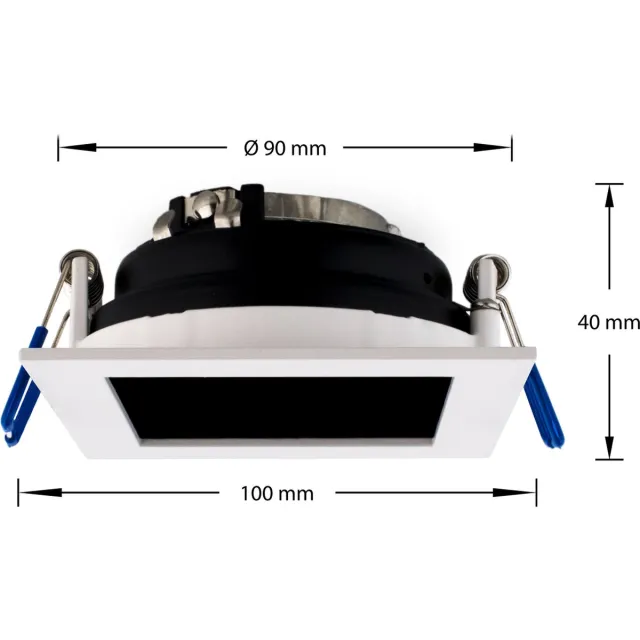 LED Line OP=OP LED line® downlight aluminium square adjustable black/white OLTIBO Zwart/Wit