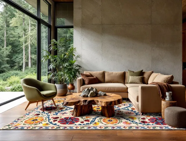 Louis de Poortere Wasbaar Binnen & Buiten Vloerkleed - 200 x 280 cm - Louis De Poortere Suzani Origine - Laagpolig Tapijt - Gerecycled PET - Made in Belgium - Circulair Geel