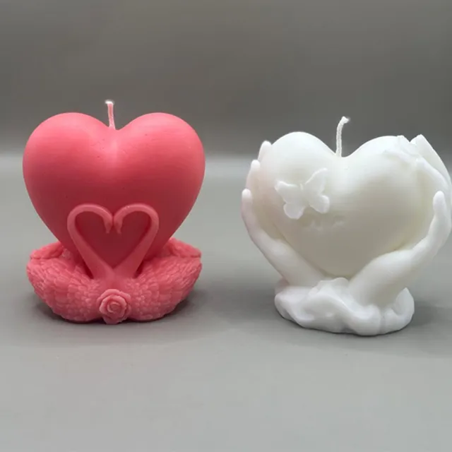 MHOLY Set van 2 Handgemaakte Geurkaarsen in Hartvorm – Magnolia & Vanille – Decoratieve Sfeerkaarsen – Romantisch Cadeau voor Valentijn, Verjaardag of Liefde Wit