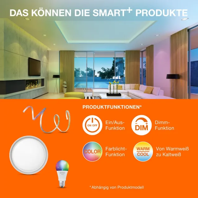LEDVANCE Armatuur: voor plafond, SMART+ instelbaar wit / 2- W, 22-…24- V, stralingshoek: 11, instelbaar wit, 3-65- K, body materiaal: aluminum, IP2