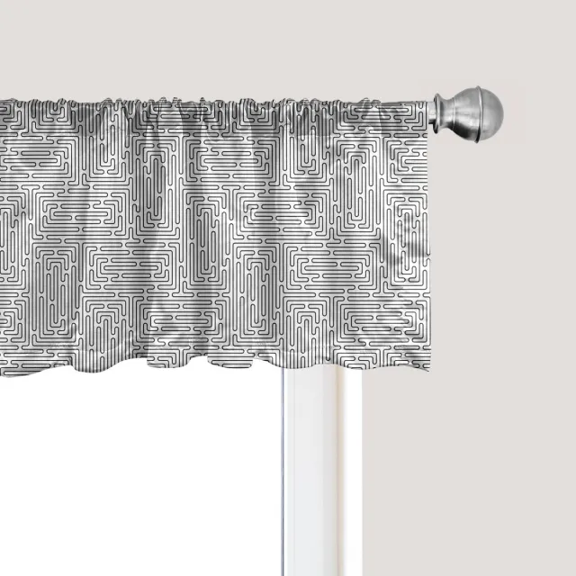 ABAKUHAUS Abstracte raamvalance, gordijnvalance voor keuken- en slaapkamerdecoratie met tunnelzoom, 137 cm x 30 cm, antracietgrijs en wit Houtskoolgrijs wit